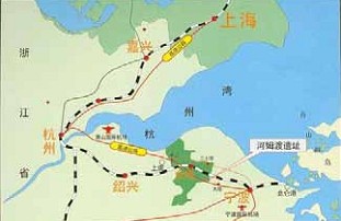 圖1-1 河姆渡文化遺址位置圖