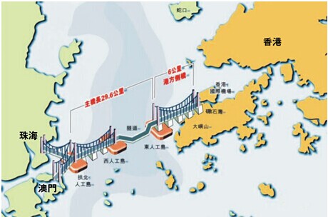 圖2-43 港珠澳大橋地理位置圖