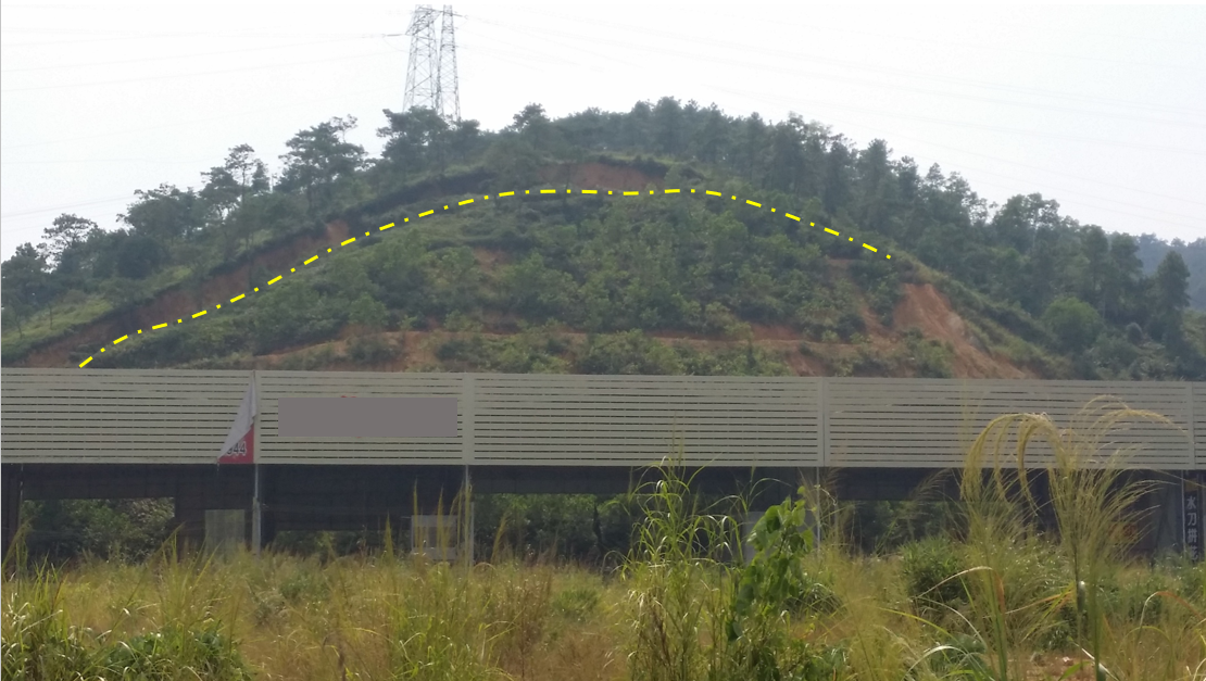 圖1.某山體邊坡變形情況